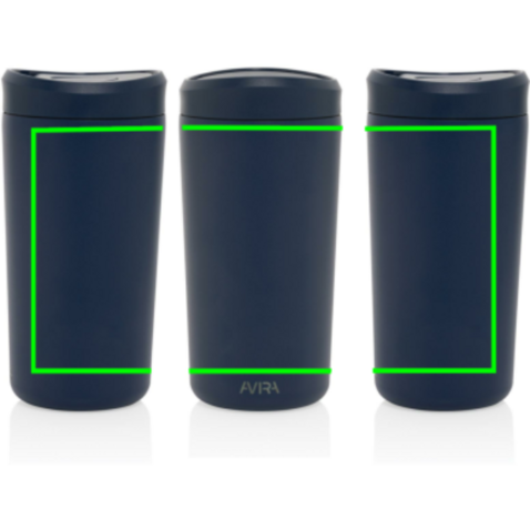 Avira Alix Klickbecher aus RCS rec. Stahl 400ml navy blau bedrucken, Art.-Nr. P438.1025