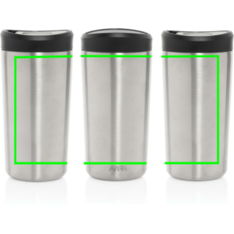 Avira Alix Klickbecher aus RCS rec. Stahl 400ml silber bedrucken, Art.-Nr. P438.1002