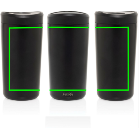 Avira Alix Klickbecher aus RCS rec. Stahl 400ml schwarz bedrucken, Art.-Nr. P438.1001
