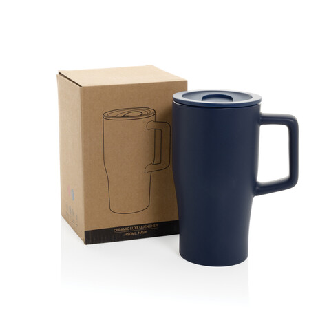 Keramik Luxe Quencher 490ml navy blau bedrucken, Art.-Nr. P437.2225