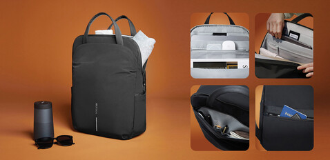 XD Design Soft Tote Rucksack schwarz, grau bedrucken, Art.-Nr. P706.3001