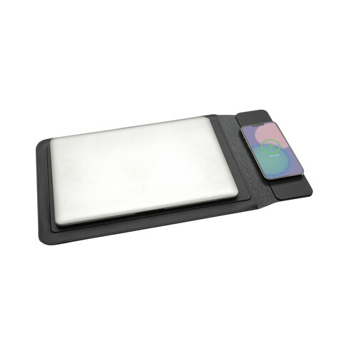 Swiss Peak magnet. 15,6&quot; Laptop-Sleeve mit 15W Ladefunktion schwarz bedrucken, Art.-Nr. P309.0701