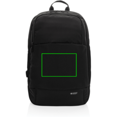 Swiss Peak AWARE™ moderner 15,6&quot; Laptop-Rucksack schwarz bedrucken, Art.-Nr. P763.101