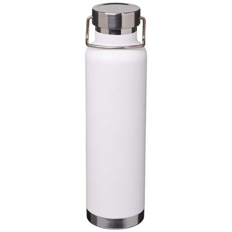 Thor 650 ml RCS-zertifizierte Kupfer-Vakuum Isolierflasche aus recyceltem Edelstahl, weiss bedrucken, Art.-Nr. 10086501