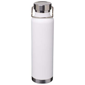 Thor 650 ml RCS-zertifizierte Kupfer-Vakuum Isolierflasche aus recyceltem Edelstahl, weiss bedrucken, Art.-Nr. 10086501