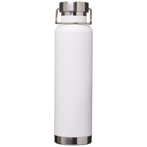 Thor 650 ml RCS-zertifizierte Kupfer-Vakuum Isolierflasche aus recyceltem Edelstahl, weiss bedrucken, Art.-Nr. 10086501