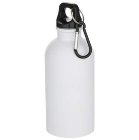 Oregon 400 ml matte RCS-zertifizierte einwandige Trinkflasche aus recyceltem Edelstahl mit Karabinerhaken, weiss bedrucken, Art.-Nr. 10087101
