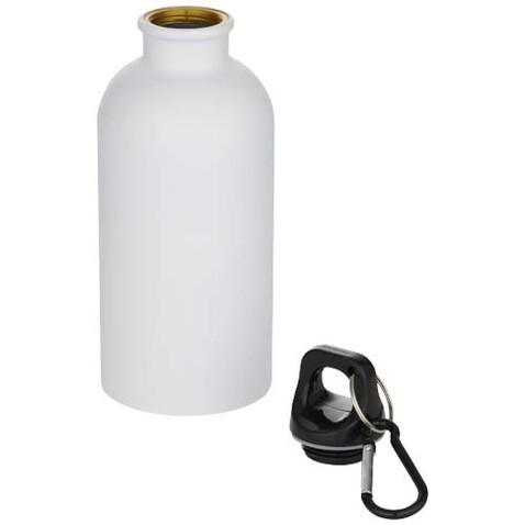 Oregon 400 ml matte RCS-zertifizierte einwandige Trinkflasche aus recyceltem Edelstahl mit Karabinerhaken, weiss bedrucken, Art.-Nr. 10087101