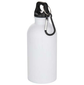 Oregon 400 ml RSC-zertifizierte einwandige Sublimation Trinkflasche aus recyceltem Edelstahl mit Karabinerhaken, weiss bedrucken, Art.-Nr. 10087301