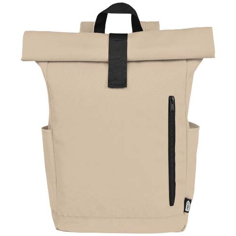 Byron 15,6&quot; GRS RPET Roll-Top Rucksack 18 L, Oatmeal bedrucken, Art.-Nr. 12065907