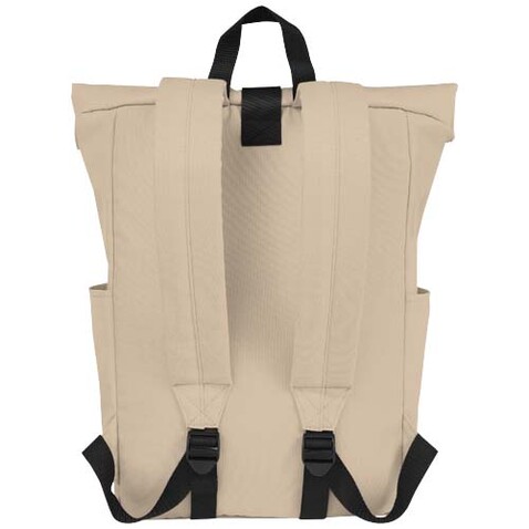 Byron 15,6&quot; GRS RPET Roll-Top Rucksack 18 L, Oatmeal bedrucken, Art.-Nr. 12065907
