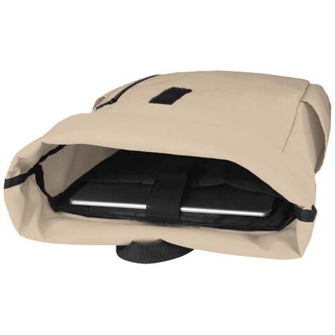 Byron 15,6&quot; GRS RPET Roll-Top Rucksack 18 L, Oatmeal bedrucken, Art.-Nr. 12065907