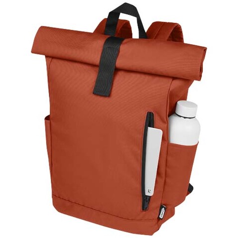 Byron 15,6&quot; GRS RPET Roll-Top Rucksack 18 L, Brick bedrucken, Art.-Nr. 12065932