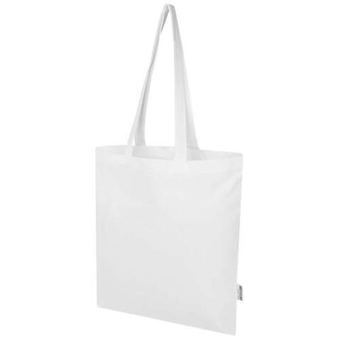 Madras Blend 140 g/m² Tragetasche aus GRS-recycelter Baumwolle 7L, weiss bedrucken, Art.-Nr. 12076001