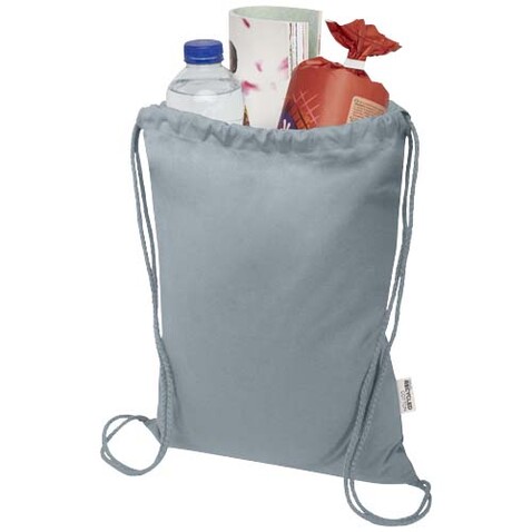 Oregon Blend 140 g/m² GRS-recycelter Turnbeutel 5 L, grau bedrucken, Art.-Nr. 12076182