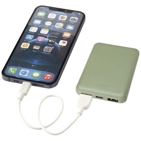 Asama 5000 mAh Typ-C Powerbank aus recyceltem Kunststoff, heather grün bedrucken, Art.-Nr. 12438362