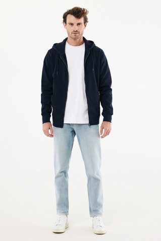 IQONIQ Abisko Zip-Kapuzenpullover aus recycelter Baumwolle navy blau bedrucken, Art.-Nr. T9600.002.4XL