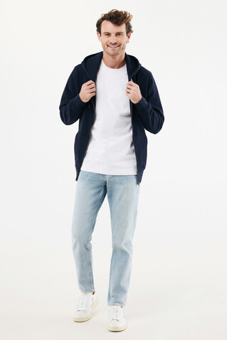IQONIQ Abisko Zip-Kapuzenpullover aus recycelter Baumwolle navy blau bedrucken, Art.-Nr. T9600.002.4XL
