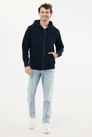IQONIQ Abisko Zip-Kapuzenpullover aus recycelter Baumwolle navy blau bedrucken, Art.-Nr. T9600.002.4XL