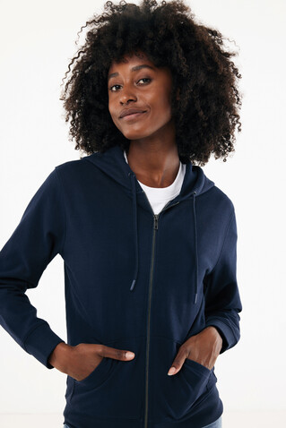 IQONIQ Abisko Zip-Kapuzenpullover aus recycelter Baumwolle navy blau bedrucken, Art.-Nr. T9600.002.4XL