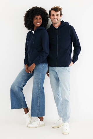 IQONIQ Abisko Zip-Kapuzenpullover aus recycelter Baumwolle navy blau bedrucken, Art.-Nr. T9600.002.4XL