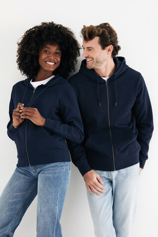 IQONIQ Abisko Zip-Kapuzenpullover aus recycelter Baumwolle navy blau bedrucken, Art.-Nr. T9600.002.4XL