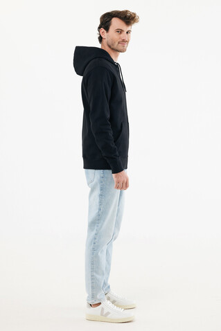 IQONIQ Abisko Zip-Kapuzenpullover aus recycelter Baumwolle schwarz bedrucken, Art.-Nr. T9600.001.XXL