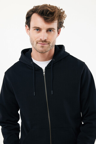 IQONIQ Abisko Zip-Kapuzenpullover aus recycelter Baumwolle schwarz bedrucken, Art.-Nr. T9600.001.XXL