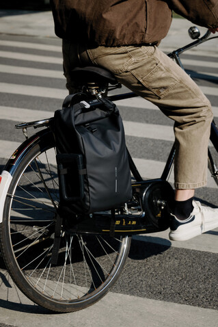 Urban wasserabweisender Fahrrad-Rucksack schwarz, grau bedrucken, Art.-Nr. P706.3101