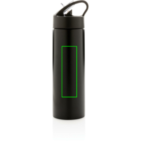 Sport Edelstahlflasche mit Trinkvorrichtung schwarz bedrucken, Art.-Nr. P433.161