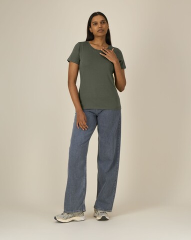 Stella Expresser 2.0 - Das Fitted Damen-T-Shirt - Khaki - L bedrucken, Art.-Nr. STTW079C2231L