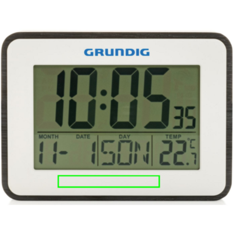 Grundig Thermometer, Wecker und Kalender weiß bedrucken, Art.-Nr. P279.221