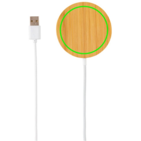 10W Bambus magnetischer Wireless Charger braun bedrucken, Art.-Nr. P302.639