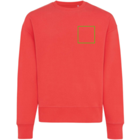 IQONIQ Kruger Relax-Rundhals-Sweater aus recycelt. Baumwolle luscious red bedrucken, Art.-Nr. T9302.008.M