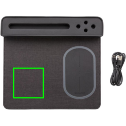 Air Mousepad mit 5W Wireless Charger und USB schwarz bedrucken, Art.-Nr. P308.251