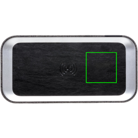 Vogue Wireless-Charger Lautsprecher grau, schwarz bedrucken, Art.-Nr. P328.072