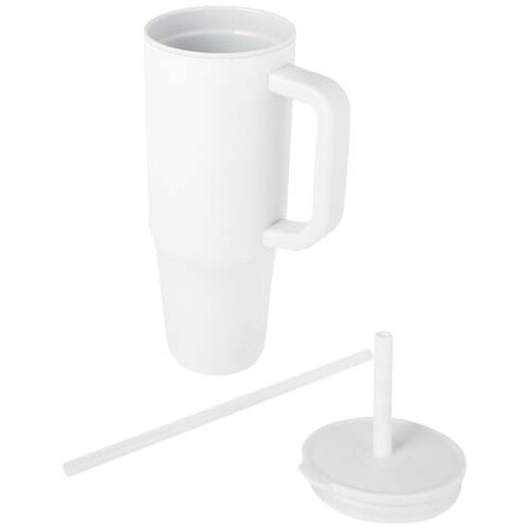 Brady 900 ml RCS-zertifizierter Isolierbecher mit Silikon Trinkhalm, weiss bedrucken, Art.-Nr. 10086701
