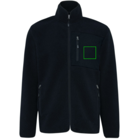 IQONIQ Diran Fleecejacke aus recyceltem Polyesterflor schwarz bedrucken, Art.-Nr. T9800.001.L