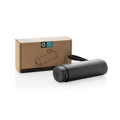 CycleCell 5000mah Powerbank mit herausnehmbarer Batterie schwarz bedrucken, Art.-Nr. P322.5301