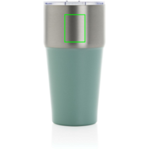 Fluid Becher aus RCS-zertifiziert recyceltem Stahl, 500ml grün bedrucken, Art.-Nr. P437.1317