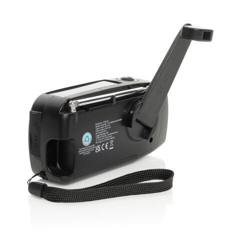 RescueWave Notfallradio aus RCS recyceltem Kunststoff schwarz bedrucken, Art.-Nr. P326.4301