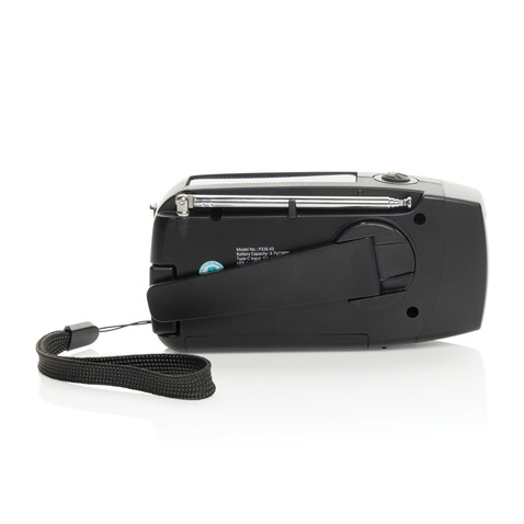 RescueWave Notfallradio aus RCS recyceltem Kunststoff schwarz bedrucken, Art.-Nr. P326.4301