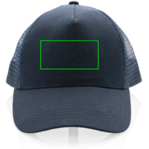 Impact AWARE™ 190gr Brushed rCotton 5 Panel Trucker-Cap navy blau bedrucken, Art.-Nr. P453.359