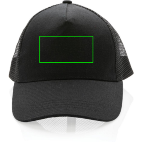 Impact AWARE™ 190gr Brushed rCotton 5 Panel Trucker-Cap schwarz bedrucken, Art.-Nr. P453.351