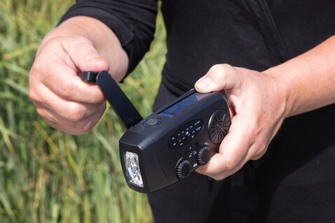 RescueWave Notfallradio aus RCS recyceltem Kunststoff schwarz bedrucken, Art.-Nr. P326.4301 RescueWave Notfallradio aus RCS recyceltem Kunststoff schwarz bedrucken, Art.-Nr. P326.4301