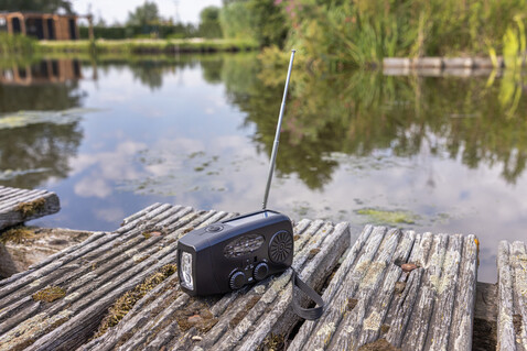 RescueWave Notfallradio aus RCS recyceltem Kunststoff schwarz bedrucken, Art.-Nr. P326.4301 RescueWave Notfallradio aus RCS recyceltem Kunststoff schwarz bedrucken, Art.-Nr. P326.4301