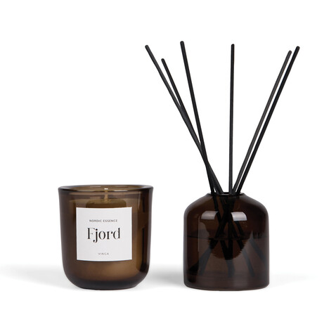 VINGA Nordic Essence Ambiente-Set blau, dunkelbraun bedrucken, Art.-Nr. V2620605