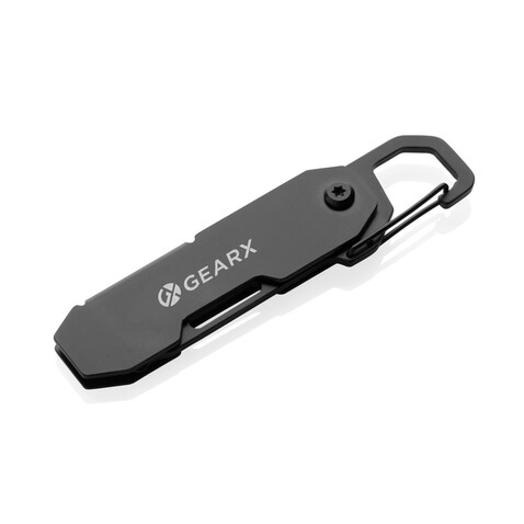 Gear X faltbares EDC-Werkzeug mit Karabinerhaken schwarz bedrucken, Art.-Nr. P221.2701