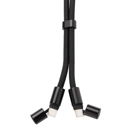 LoopAmp verstellbares 160cm 60W Telefonkabel aus RCS rPET schwarz bedrucken, Art.-Nr. P302.5301