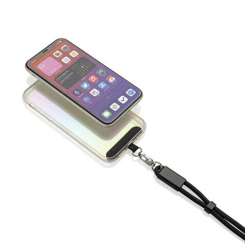 LoopAmp 60W Handgelenksband für Smartphones aus RCS rPET schwarz bedrucken, Art.-Nr. P302.5701 LoopAmp 60W Handgelenksband für Smartphones aus RCS rPET schwarz bedrucken, Art.-Nr. P302.5701
